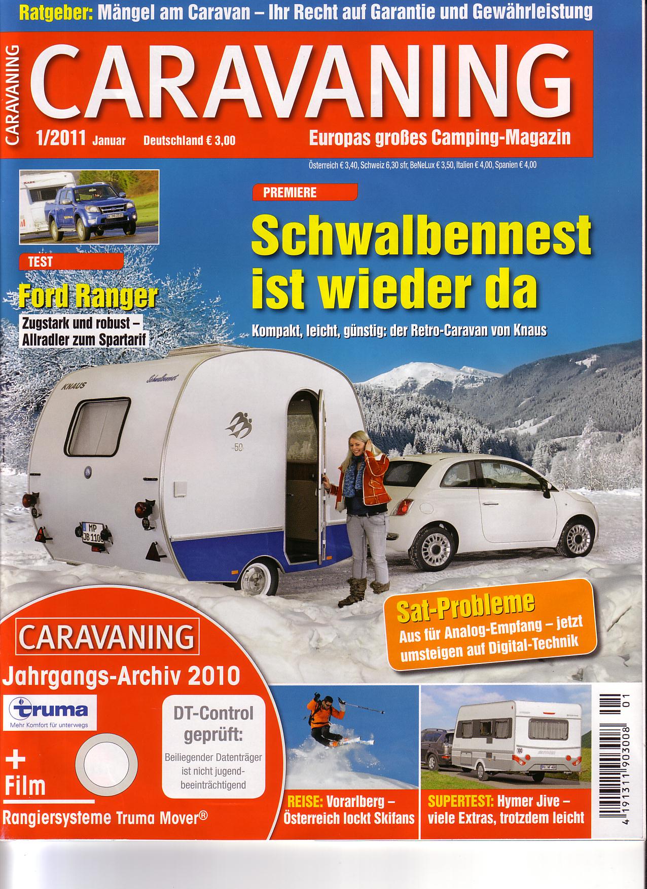 Zeitschrift Caravaning mit ausführlichem freecamper-Bericht